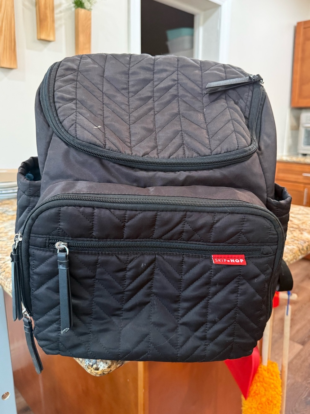 Skip Hop Black Quilted Backpack Diaper Bag